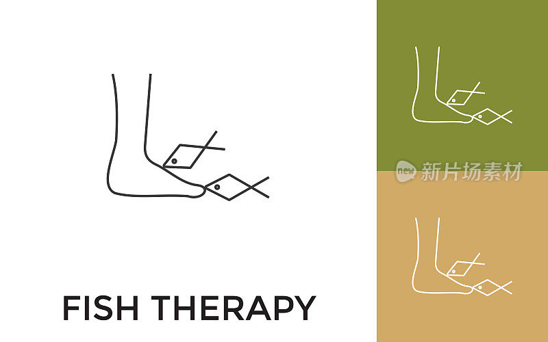 Editable Fish Foot Therapy Thin Line Icon with Title. Useful For Mobile Application, Website, Software and Print Media.